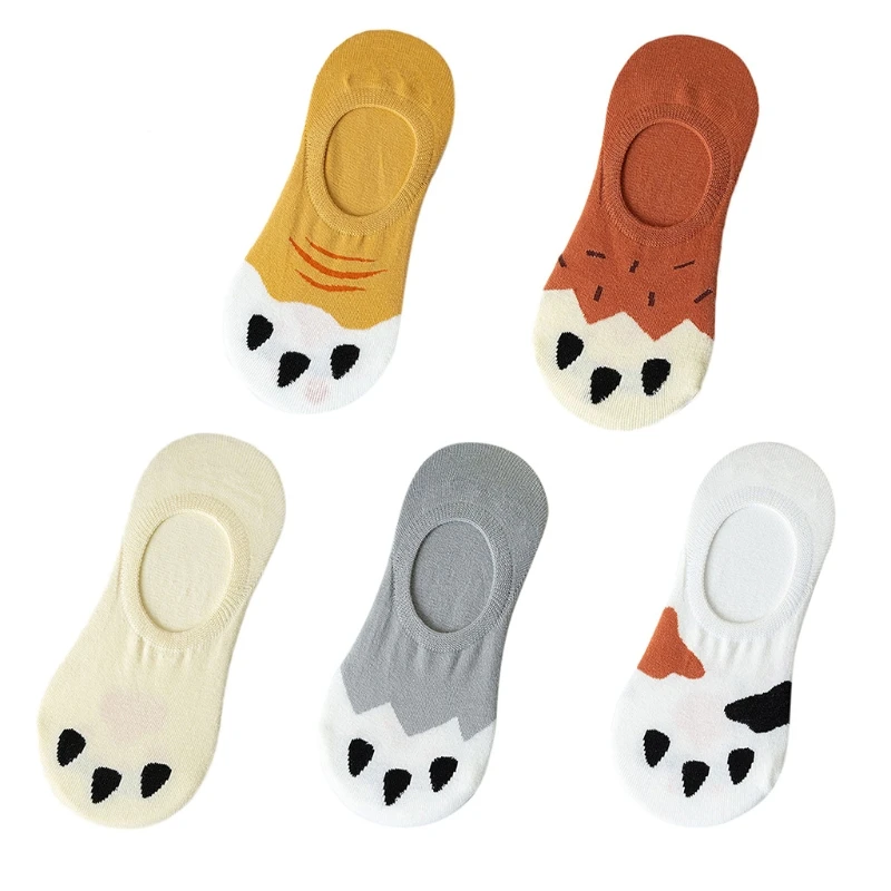 Женские летние носки с низким вырезом милые Нескользящие мультяшным рисунком