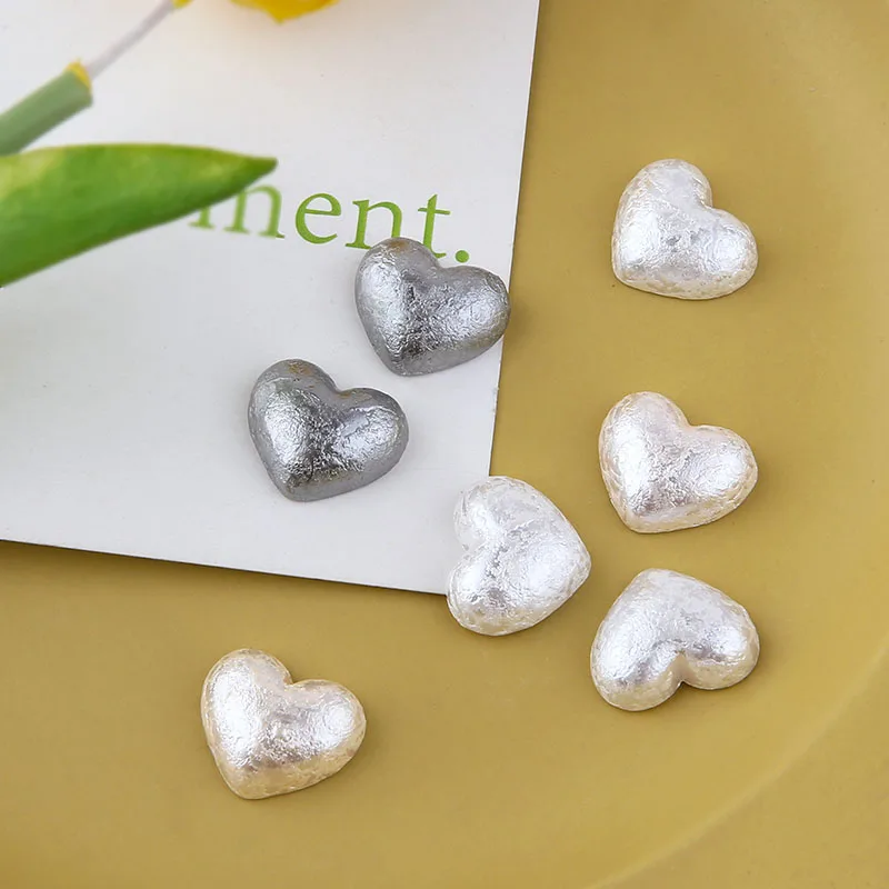 

New style 40pcs/lot Wrinkled frosted imitation cotton resin hearts shape beads diy jewelry earring/garment accessory