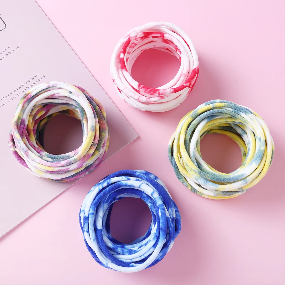 

10Pcs/Lot Tie Dye Nylon Headband For Children Soft Elastic Hair Bands For Baby Girls Gradient Color Hairbands Newborn Headwear