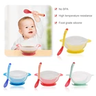 Детская миска на присосках, набор ложек для малышей, искусственная еда, нескользящая миска на присоске для двух рук и ложка, детские блюда для кормления