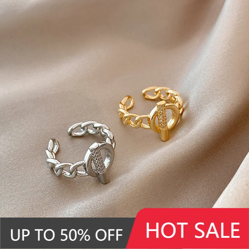 

2021 Gold Silver Color Adjustable Copper Open Rings for Women Fashion Wedding Female Birthday Engagement Geometric Ring Gift