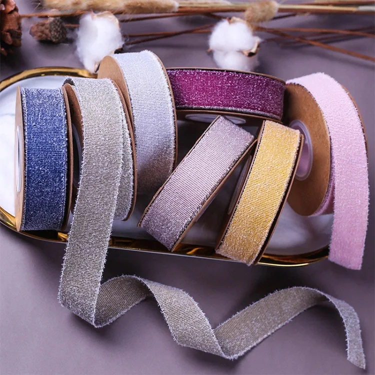 

10 Yards 25MM Double Sided Flocking Plush Webbing Pile Coating Grosgrain Hair Bows DIY Gift Flowers Packaging Party Craft
