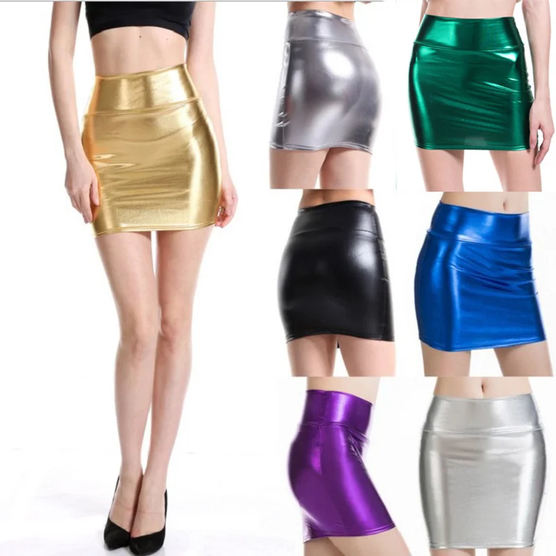 Горячая сексуальная Женская мини юбка из искусственной кожи обтягивающая