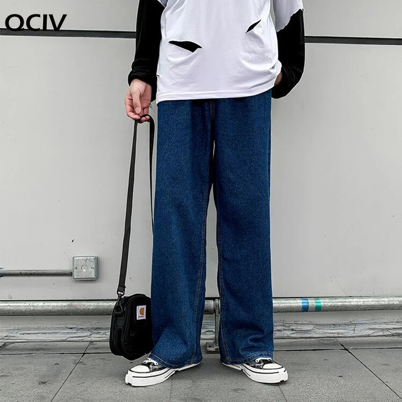 Spring Retro Denim Pants Men's Korean Straight Loose Fit Youth Versatile Wide Leg Casual Jeans