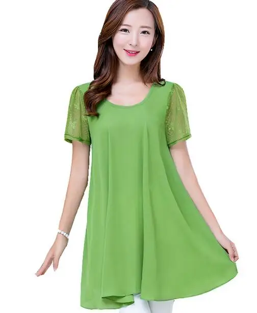 6XL размера плюс женские блузки 2020 летние топы новинка круглый вырез короткий