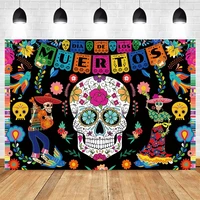 day of the dead backdrop for mexican fiesta sugar skull flowers photography background dia de los muertos decoration banner