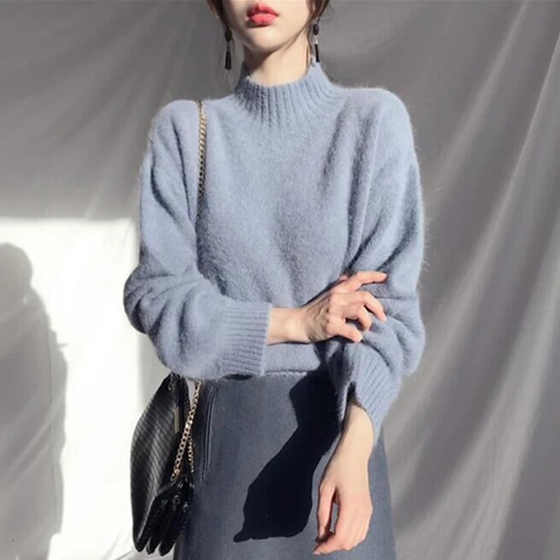 SHENGPALAE шикарный стильный пуловер с высоким голенищем свободный мохеровый