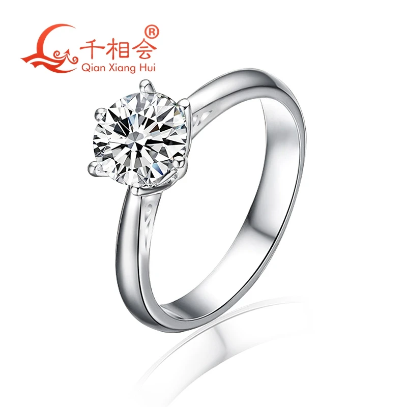 

18k white gold Ring with 1ct 6.5mm round shape D vvs color moissanite stone for Women Party Jewelry