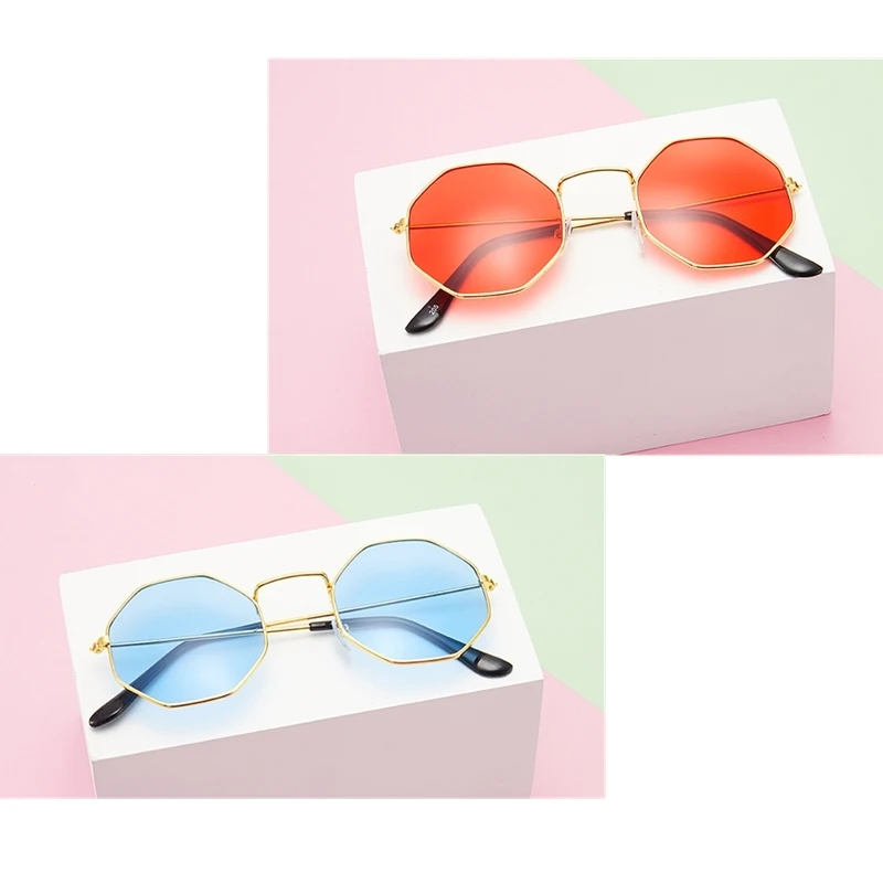 Ретро многоугольные металлические очки анти синий светильник винтажные