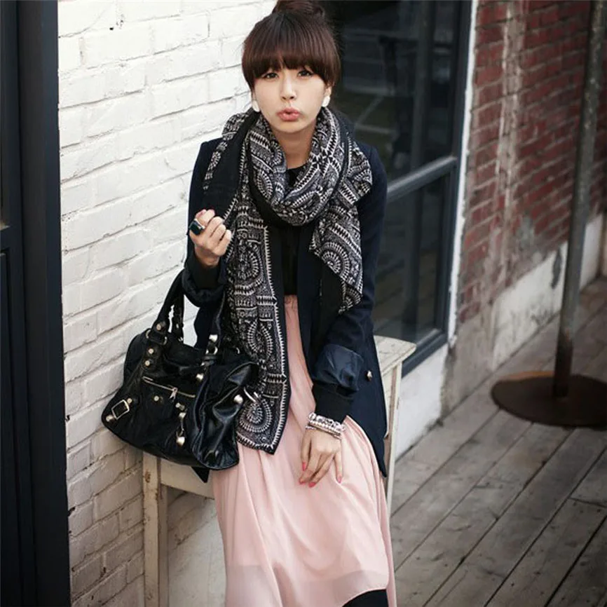 Винтажный хлопковый льняной женский шарф шаль Женский Длинный мягкий Бохо