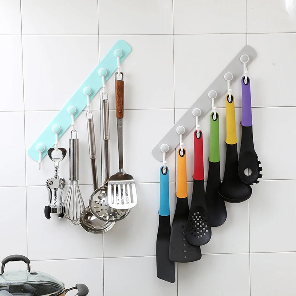 

Multifunction Kitchen Storage Hook Holder 6-Hook Wall Door Holder Hanger Rack Bathroom Kitchen Organizer