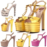 women chunky high heels t strap rivet sandals sexy peep toe evening party shoe platform popular ball summer lady sandal 1 d sl 3
