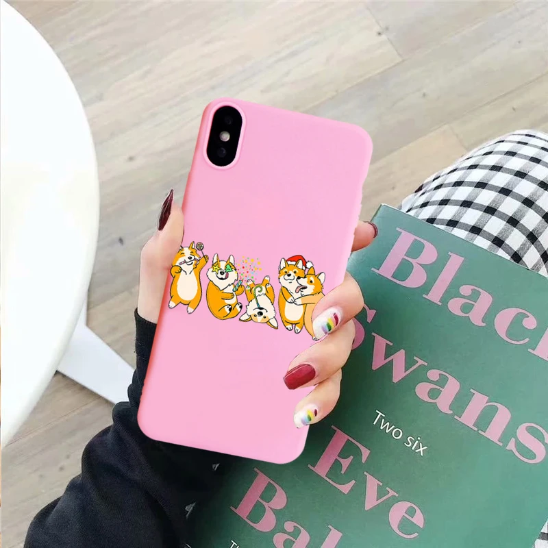 Cute Christmas Phone Covers for IPhone X XS MAX XR 8 7 6s Plus Case Funny Corgi Dog Soft Silicone All-included Back | Мобильные
