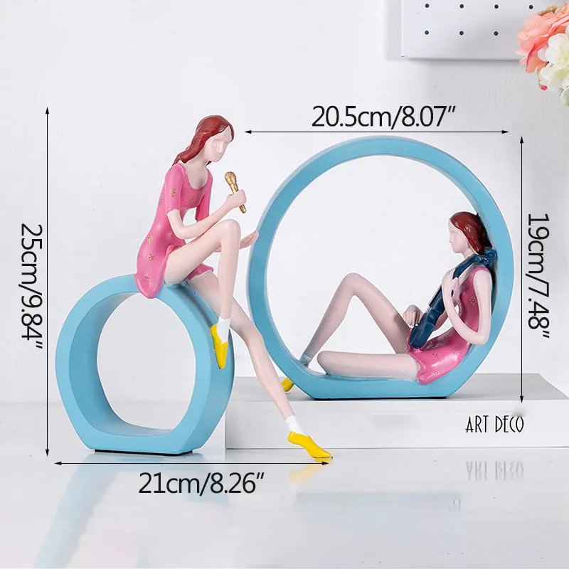 Украшения для дома из смолы 2 шт./компл. фигурка молодой девушки музыкальный