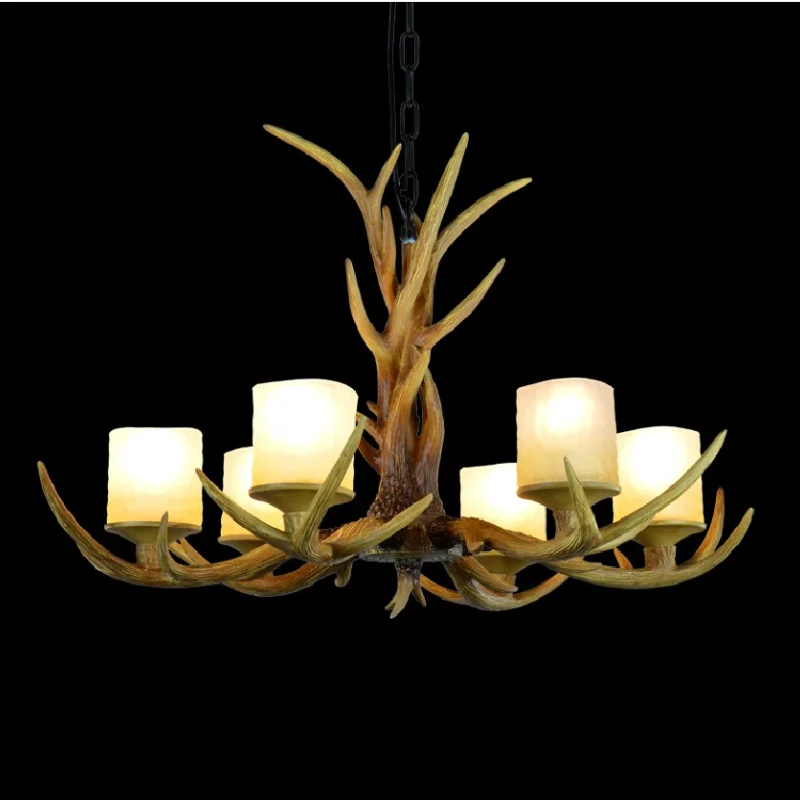 Страны Европы 6 головок американская ретро люстра светильник смолы оленьи рога