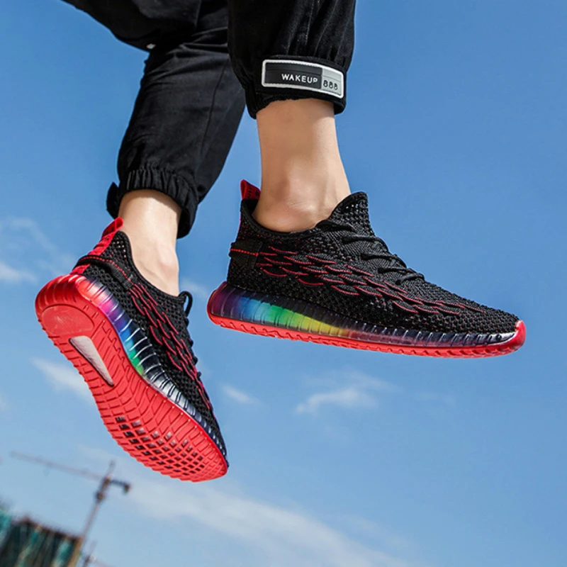 2019 New Men Sneakers Breathable Lace-up Casual Shoes Brand Male Kanya West Colorful Bottom Fish Scales Veins | Обувь