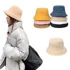 Зимняя теплая пушистая Рыбацкая шляпа, теплая мягкая женская шляпа от солнца, японская модная простая Панама, Осень-зима, для улицы