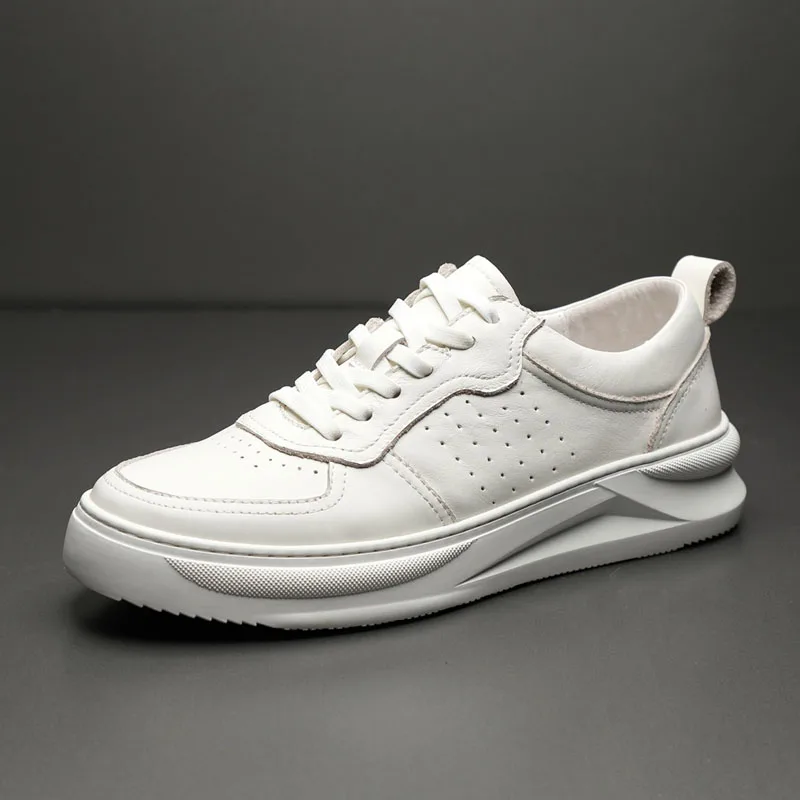 

Men's Genuine Leather Shoess lace Up Trend Comfortable Men Shoes Outdoor British Fashion Men High Quality High Top Sneakers