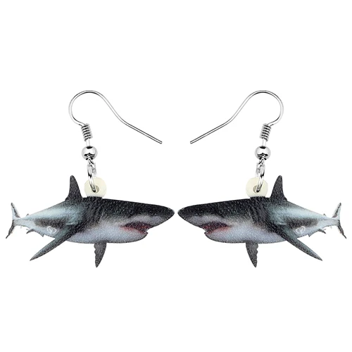 Bonsny Acrylic Ocean Black Shark Fish Earrings Drop Dangle Sea Animal Jewelry For Women Teens Girls Friends Charms Gift Hot Sale - Окраска металла: Multicolor