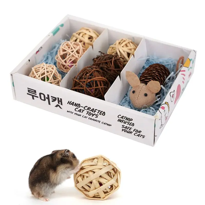 

Кошка Котенок Играть игрушки Колокольчик ротанга мяч мышь для обучения хомяка чистка зубов