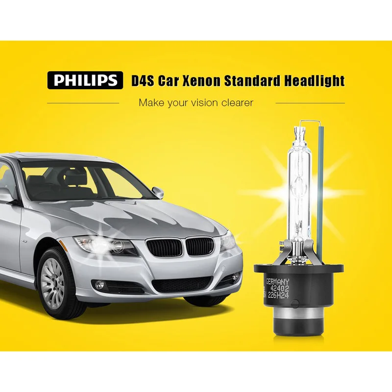 2X Philips HID D4S 35W Xenon Standard 4200K Auto Original Head Light Car Genuine Bulbs Replacement Upgrade ECE 42402C1 Pair - купить по