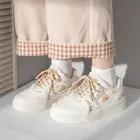Женские спортивные стильные кроссовки, белые весенние теннисные кроссовки на платформе в стиле аниме, Лолита, плоские вулканизированные кроссовки для бега с резиновой подошвой в Корейском стиле