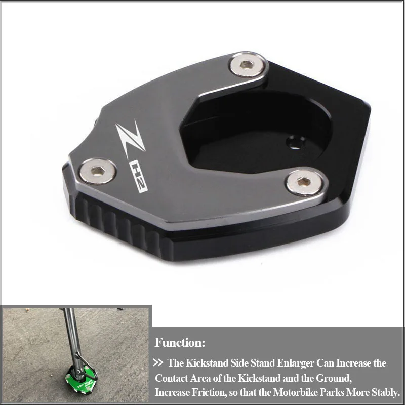 For KAWASAKI ZH2 Z H2 ZH 2 2019 2020 2021 Motorcycle CNC Kickstand Foot Side Stand Extension Pad Support Plate Enlarge