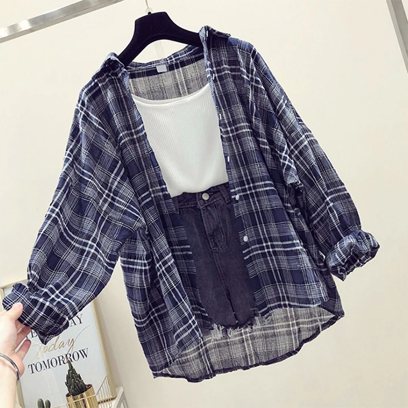

Autumn Winter Elegant Plaid Printed Long Sleeve Women Blouse Shirt Sexy V-Neck Blouses Famale Casual Streetwear Blusa Tops Plus