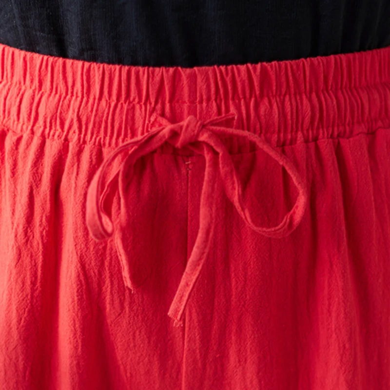 

Fashion Soft Plus Size Women Loose Pants Trousers Wide Leg Pants High Waist Breathable Solid Color Cotton Linen Pants Summer