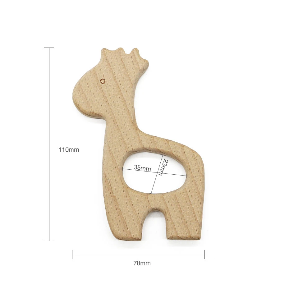 10pc 04 Giraffe 10 шт. деревянный Прорезыватель в виде животных, слона, кролика, жирафа, Натуральный Бук, игрушки, детские Прорезыватели, кольцо для новорожденных, подарки, аксессуары - Цвет: 10pc 04 Giraffe
