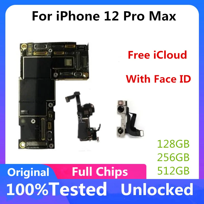 Материнской платы для iPhone 12 Pro Max материнская плата 128 ГБ 256 512 с Face ID поддержка LTE 5G