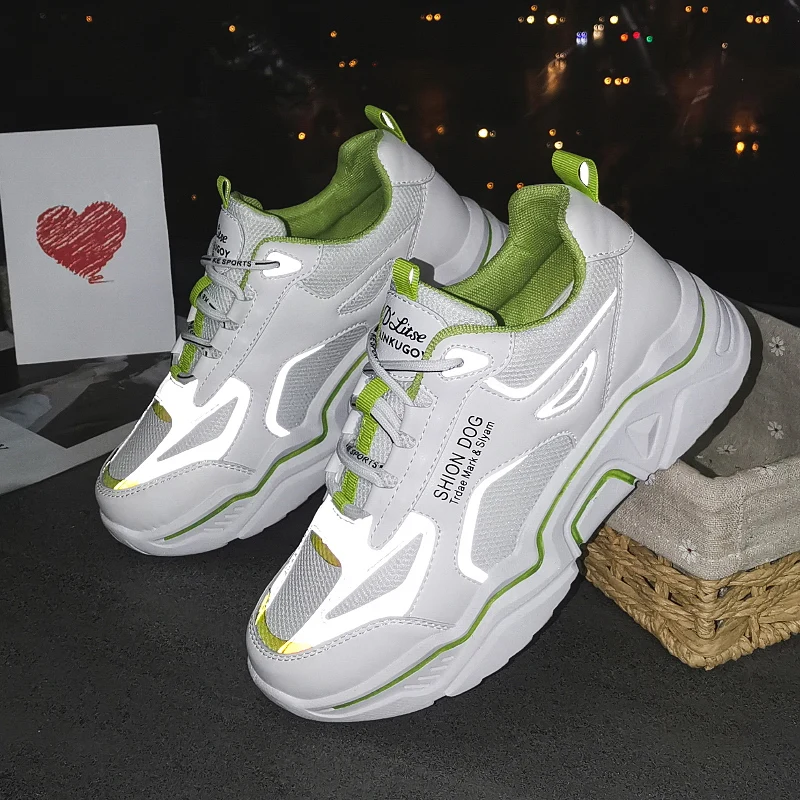 

2020 Light Women Chunky Sneakers Sport Shoes Platform Spring Shoes Casual Female Green Dad Shoe Zapatillas Mujer