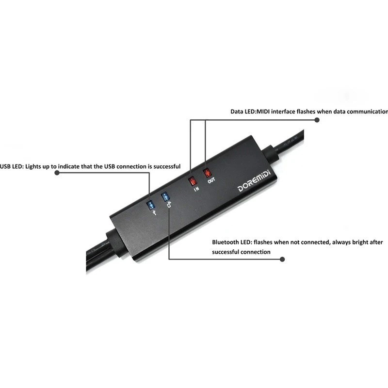 

DOREMiDi Wireless Bluetooth USB To MIDI Cable USB MIDI Converter MIDI Adapter Bluetooth 5-pin MIDI Adapter Music Editor