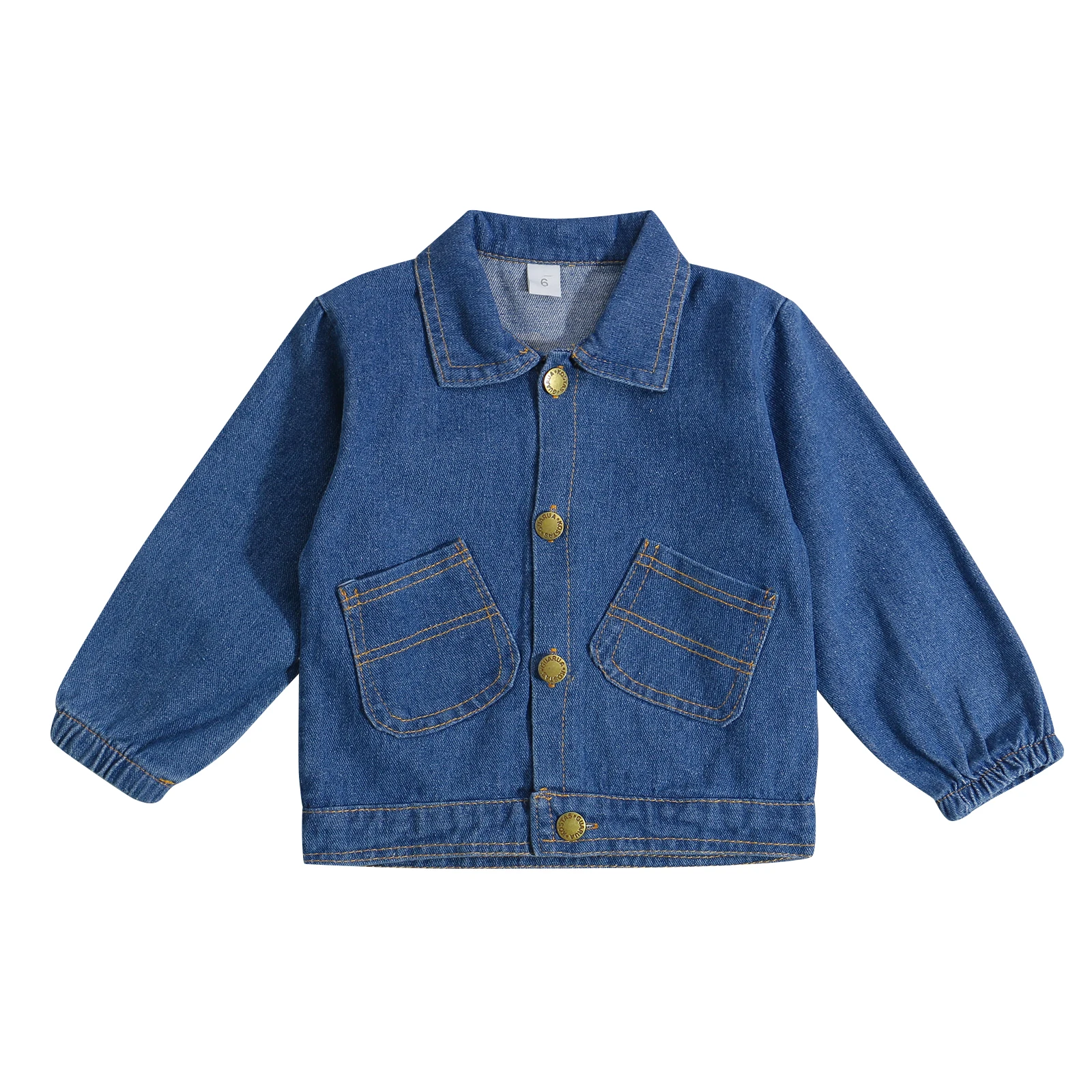 

Baby Denim Jacket, Button-down Dinosaur Print Long Sleeve Lapel Outerwear with Pockets