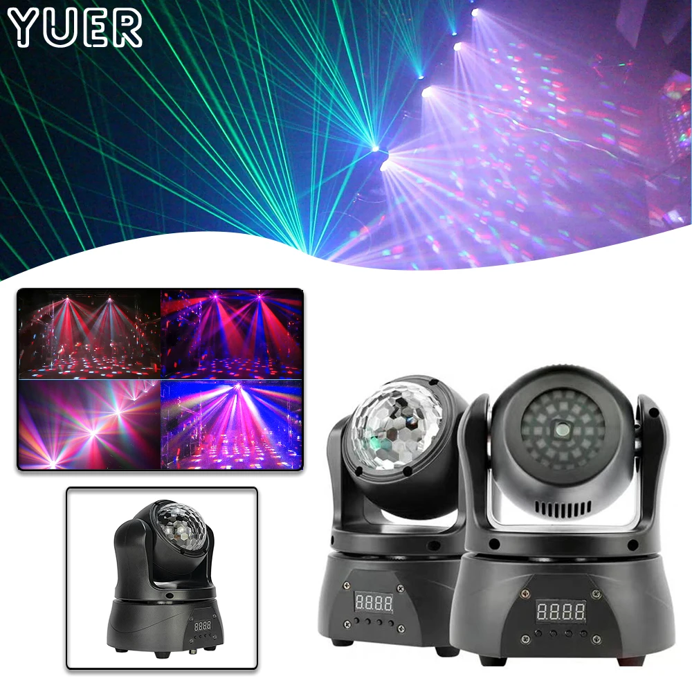 15W LED Pocket Double-Sided Moving Head Light With Magic Ball&Laser DJ Disco Stage Lighting For Home Party Bar Nightclub DMX512