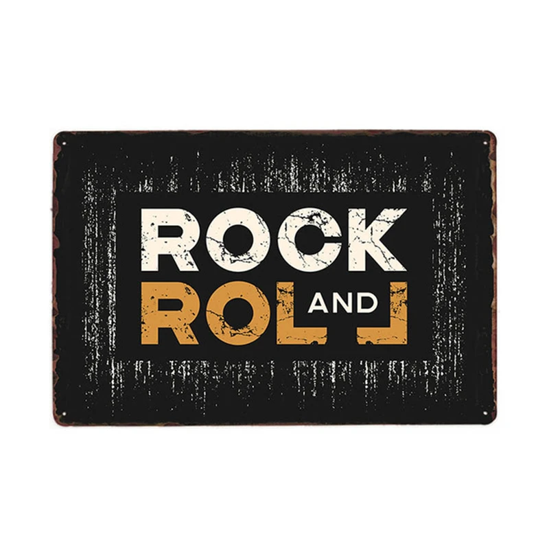 Rock Music Metal Tin Sign Beer Bar Band Club Iron Painting Cafe Wall Pin Up Retro Plate Plaques Guitar Sketch |
