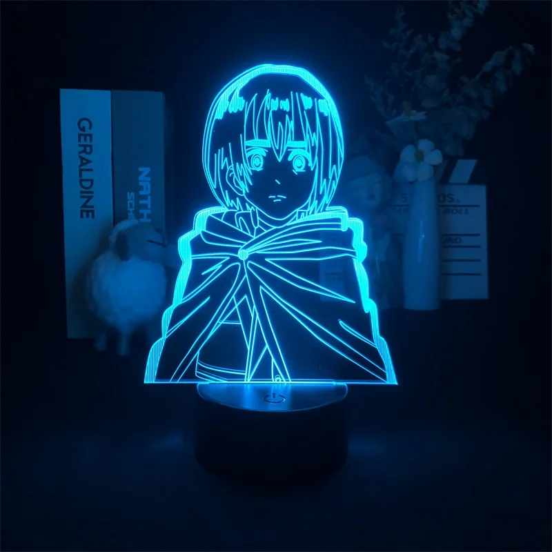 

Attack on Titan Arlert Japanese Anime Manga Projector 3D Night Light Alarm Clock Base Light Touch Sensor 7 Color Present