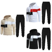 autumn winter mens tracksuit hoodies personality patchwork hoodiespants two piece set men casual pullover hooded suit fashion