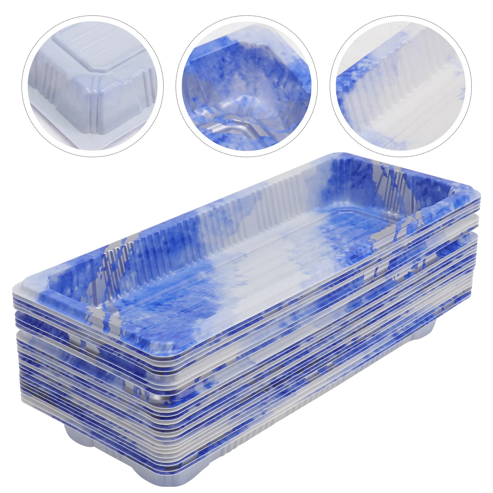 

Пластиковая коробка для закусок для суши, 25 шт., контейнер для суши на вынос, одноразовая синяя коробка для продуктов