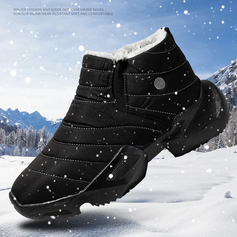 Мужские Ботильоны 37-46 без шнуровки зимние теплые кроссовки плюшевая массивная