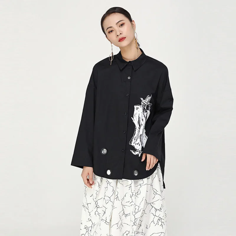 Женская Асимметричная блузка XITAO абстрактная с принтом тела топы и блузки для