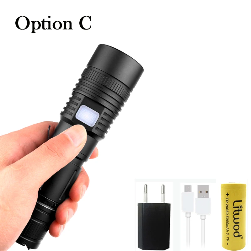 Option C Litwod Z40 80000lm xhp70.2& xhp50 самый мощный светодиодный фонарик 26650 фонарик USB фонарь 18650 охотничья лампа ручной свет - Испускаемый цвет: Option C