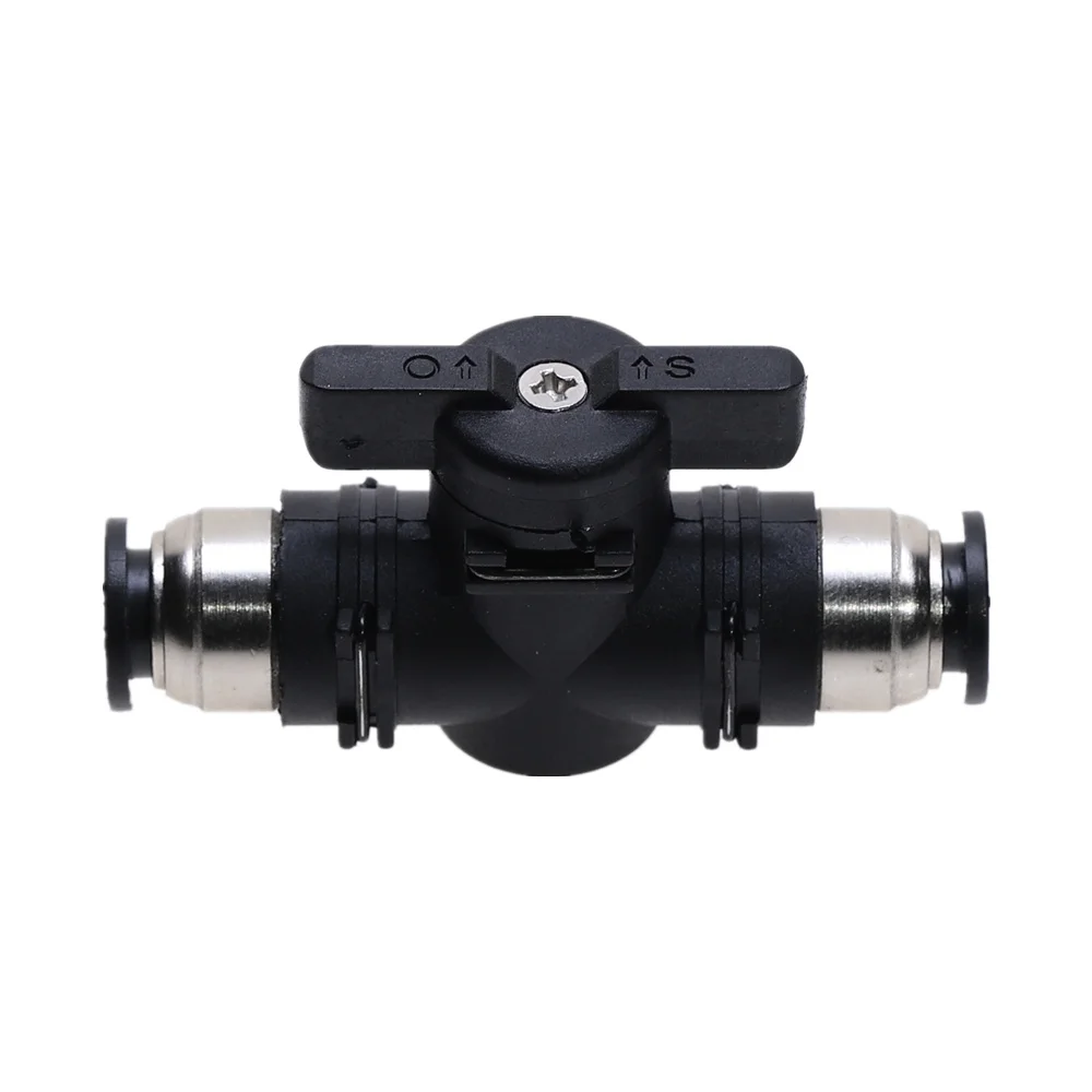 BUC 4mm 6mm 8mm 10mm 12mm Black Pneumatic Push In Quick Joint Connector Hand Valve To Turn Switch Manual Ball Current Limiting images - 6