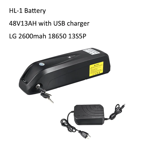 HL 48V13AH USB Фара для электровелосипеда в Батарея чехол 48v Батарея 12.5ah 13ah 16ah скутер Батарея 36v 13ah 15ah Хайлун LG 18650 Электрический велосипед Батарея+ Зарядное устройство - Цвет: HL 48V13AH USB