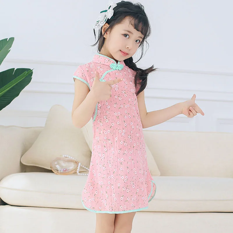 Летнее Детское платье для девочек cheongsam принцессы вечерние платья одежда детей