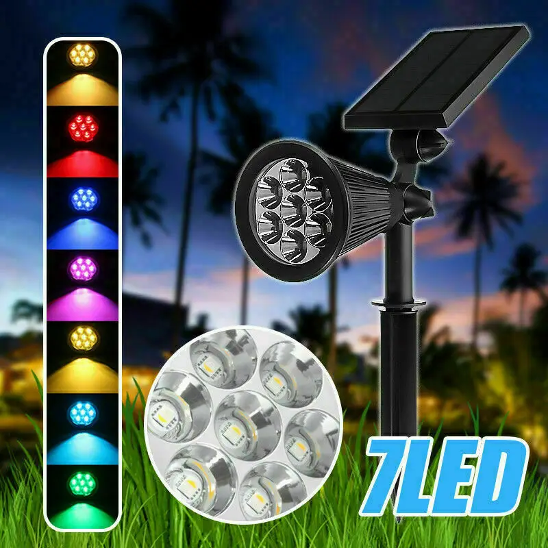 7LED Солнечная приведенная в действие Точечный светильник Цвет смена настенного