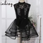 Балетное платье с блестками для девочек, костюм для джазовых танцев, без рукавов, для фигурок, катания на роликах, катания на коньках, платье-пачка