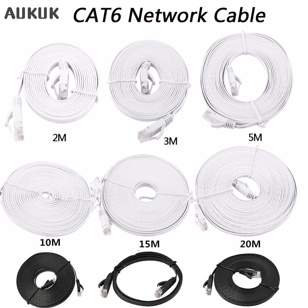 Плоский Ethernet кабель CAT6 1/5/10/20 м RJ45 Lan сетевой патч корд CAT 6 для компьютера