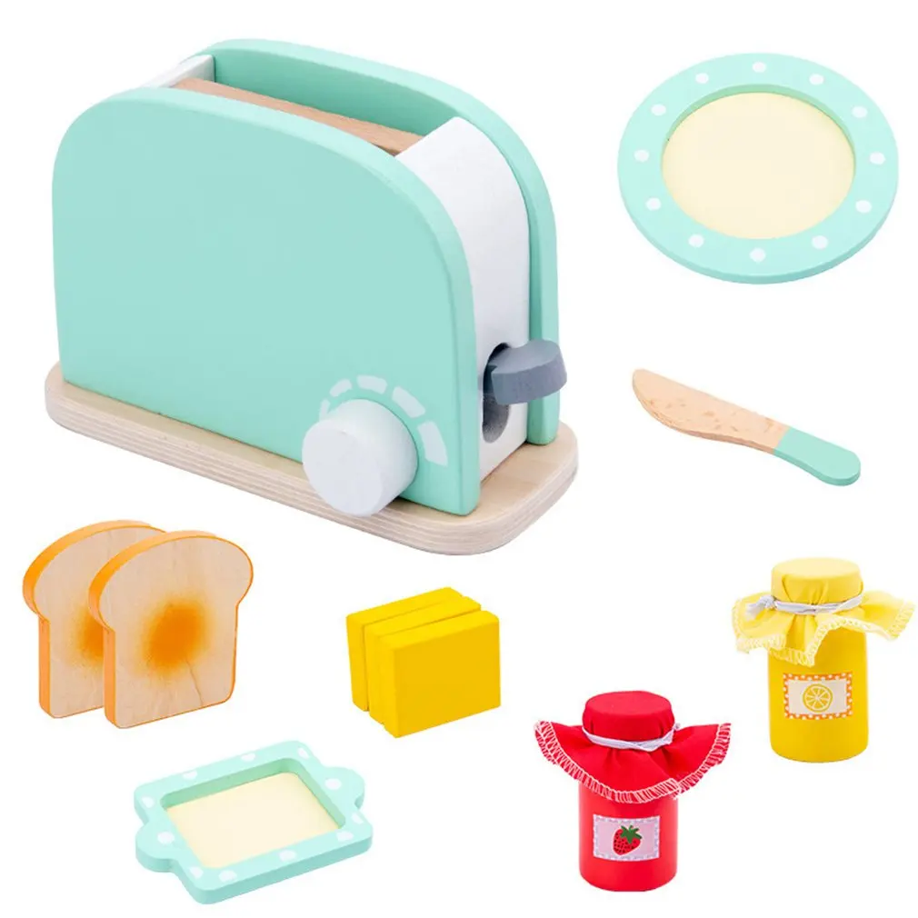 

Wooden Kitchen Pretend Play Toy Simulation Wooden Coffee Machine Toaster Machine Food Mixer Baby Early Learning Educational Toys