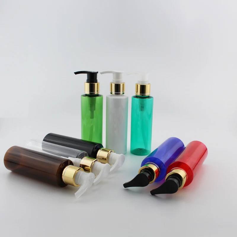 

120ml X 12Pcs Gold Aluminum Screw Pump Bottles For Shampoo Shower Gel Refillable Plastic Cosmetic Containers For Personal Care